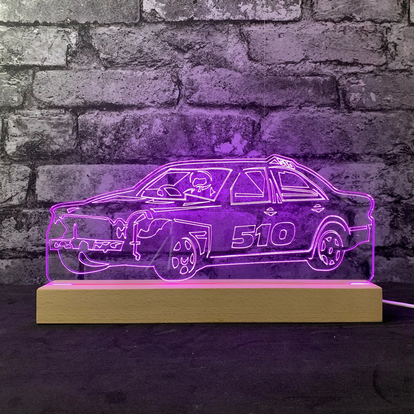 E Class Merc Banger Night Light - Large Wooden Base - Night Lights & Ambient Lighting - Stock Car & Banger Toy Tracks