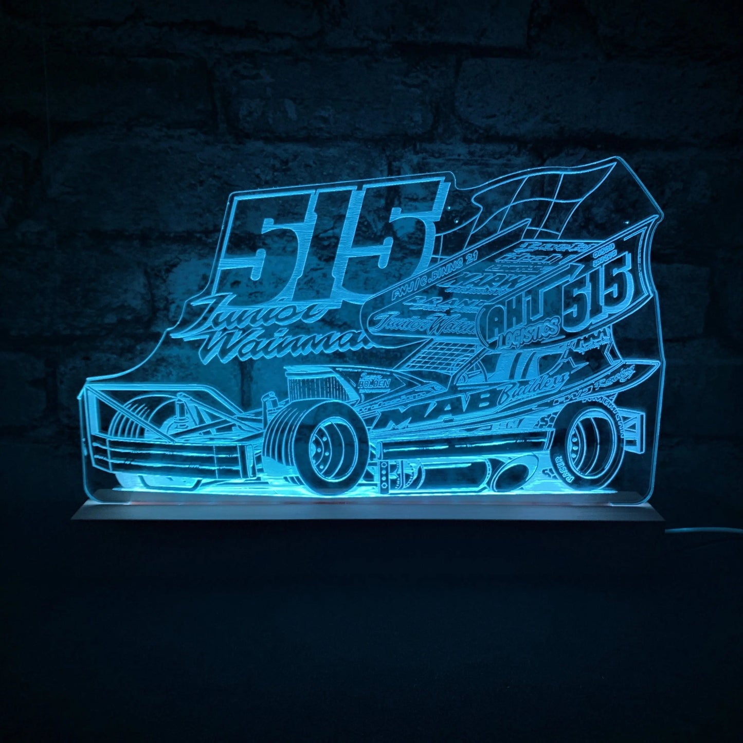 Frankie Wainman Jnr 515 Brisca F1 Night Light - Large Wooden Base - Night Light - Stock Car & Banger Toy Tracks