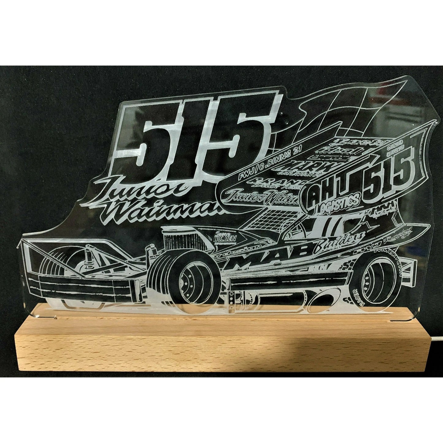 Frankie Wainman Jnr 515 Brisca F1 Night Light - Large Wooden Base - Night Light - Stock Car & Banger Toy Tracks