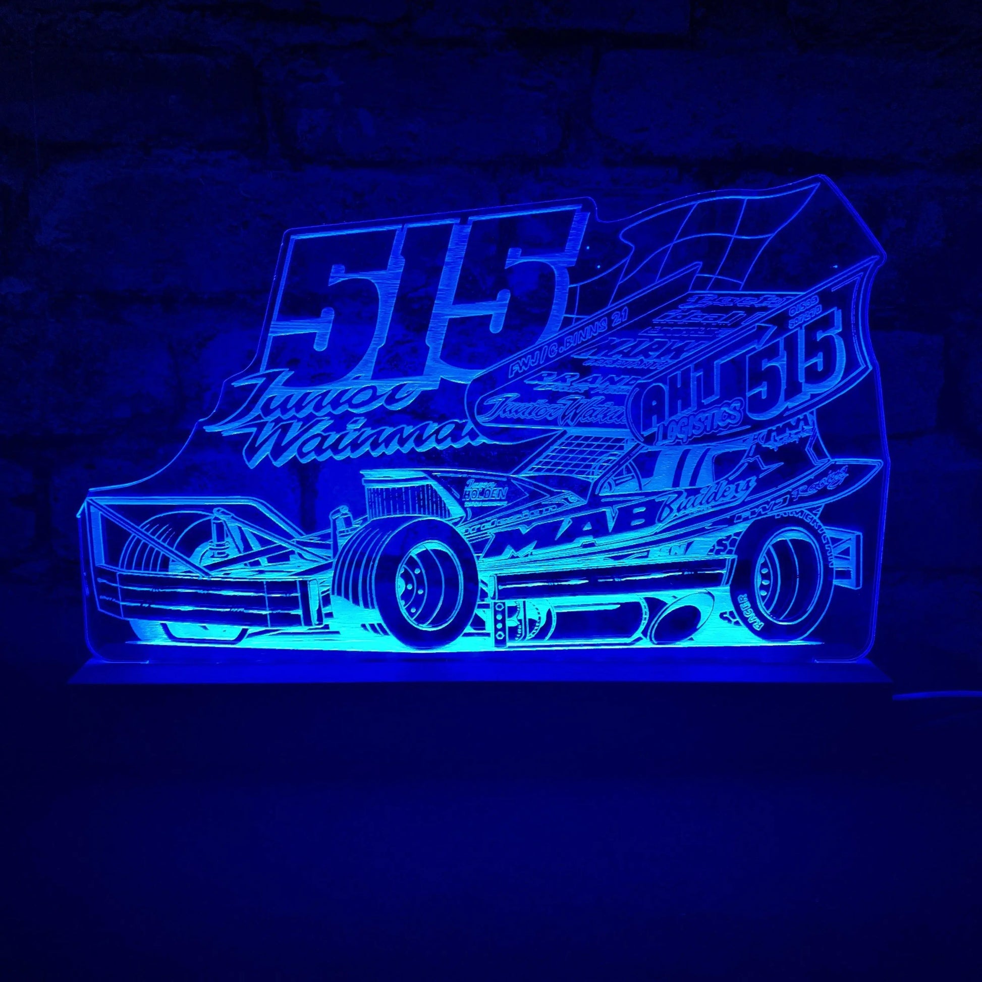 Frankie Wainman Jnr 515 Brisca F1 Night Light - Large Wooden Base - Night Light - Stock Car & Banger Toy Tracks