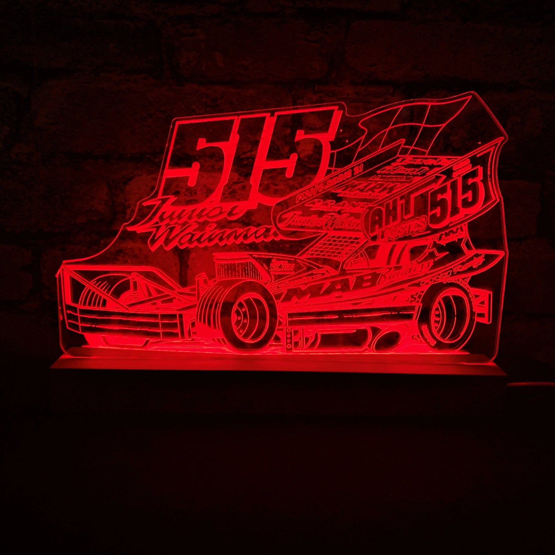 Frankie Wainman Jnr 515 Brisca F1 Night Light - Large Wooden Base - Night Light - Stock Car & Banger Toy Tracks