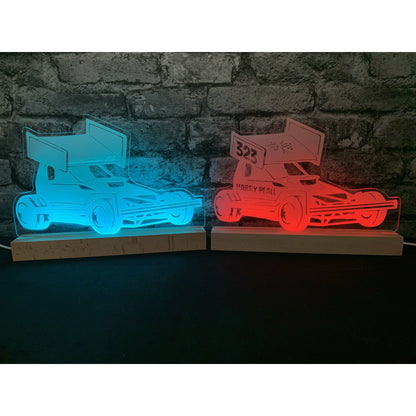 FROSTED Brisca F1 Night Light - Large Wooden Base - Night Light - Stock Car & Banger Toy Tracks