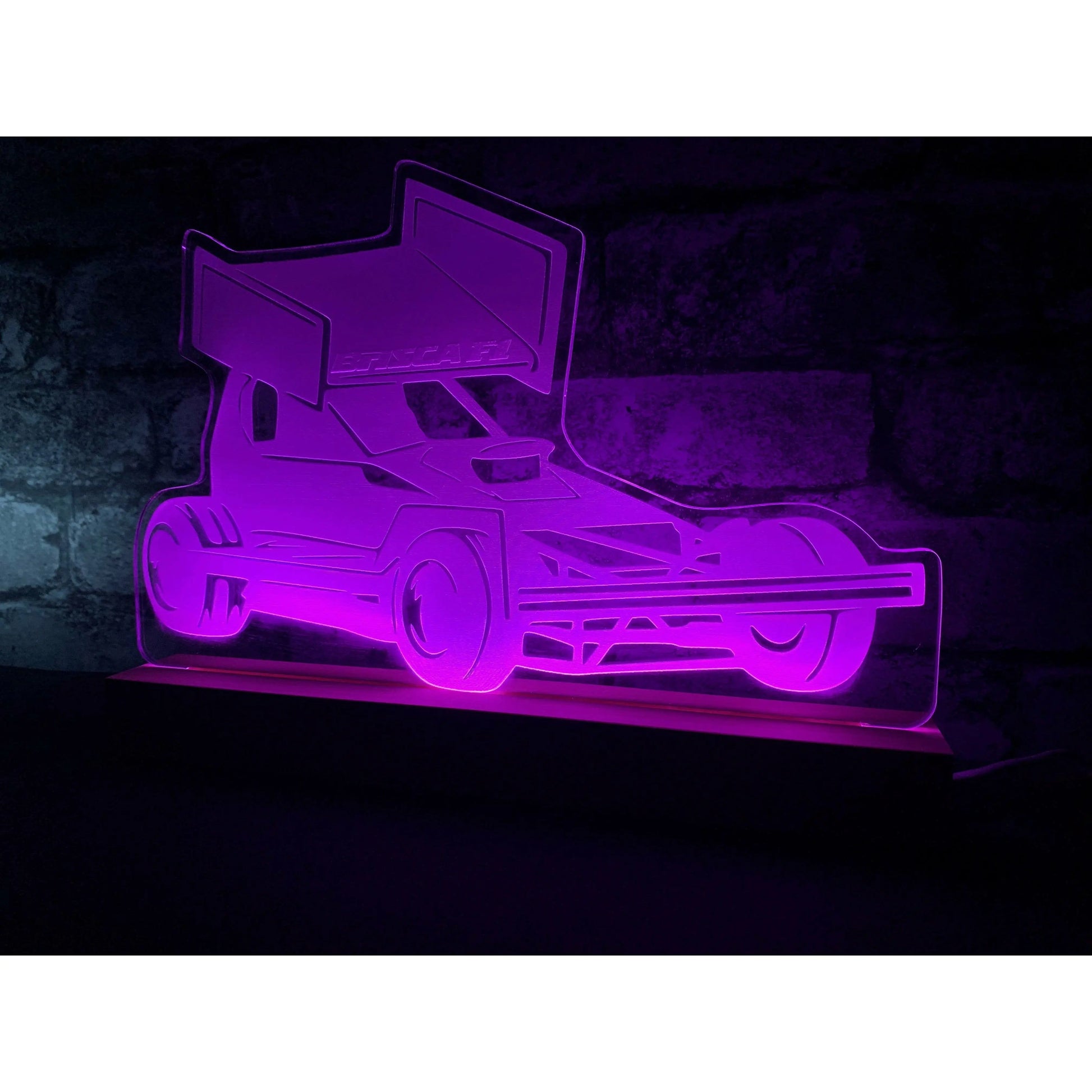 FROSTED Brisca F1 Night Light - Large Wooden Base - Night Light - Stock Car & Banger Toy Tracks