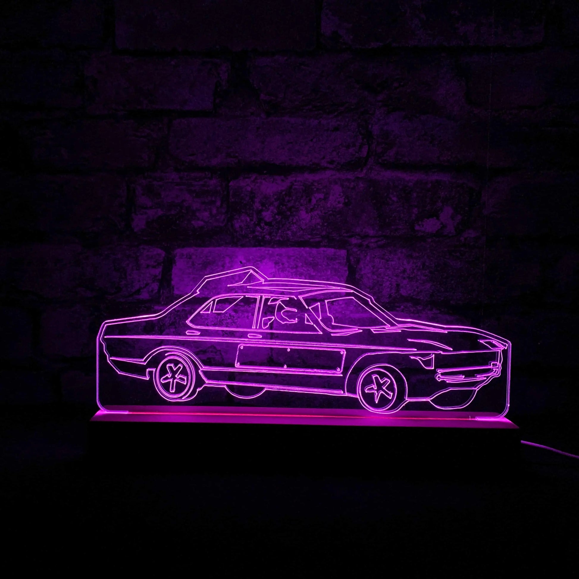 Granada Mk2 Banger Night Light - Large Wooden Base - Night Lights & Ambient Lighting - Stock Car & Banger Toy Tracks