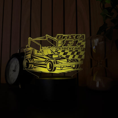 Brisca F1 Stockcars shale wing LED night light cyan colour showing full car and lettering detail