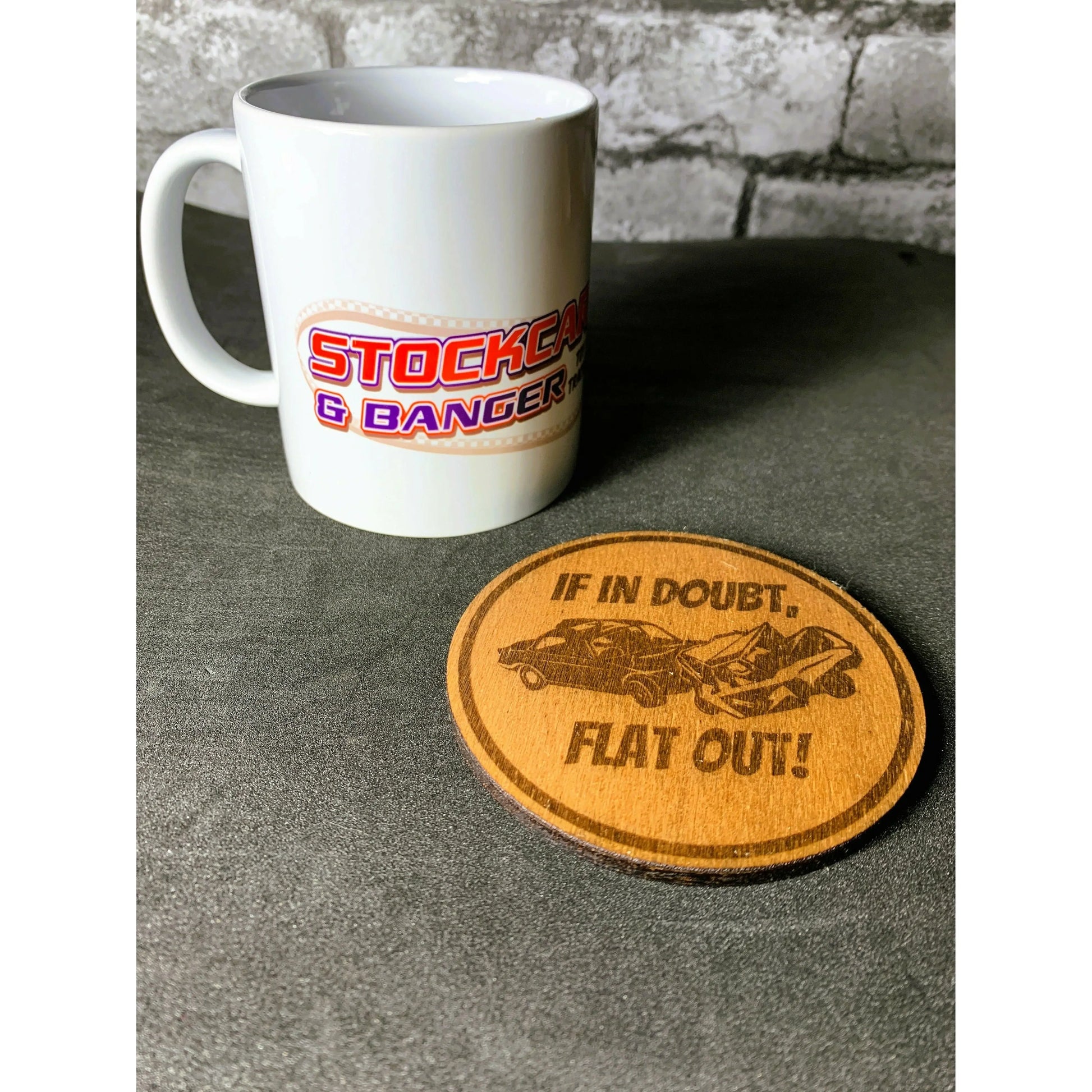 If in doubt, Flat Out! - Wooden Coaster - Coasters - Stock Car & Banger Toy Tracks