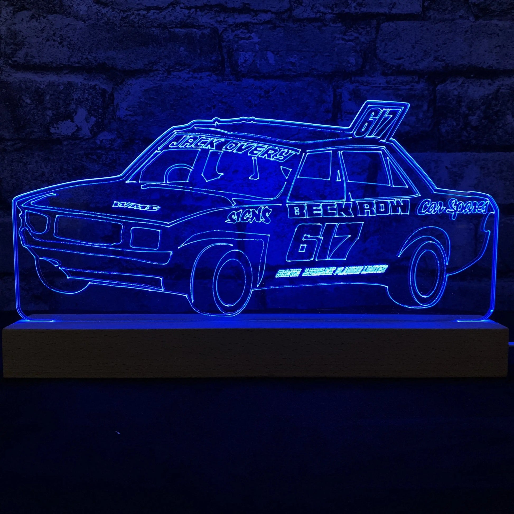 Jack Overy #617 - Banger Night Light - Large Wooden Base - Night Light - Stock Car & Banger Toy Tracks