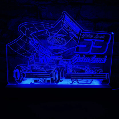 John Lund 53 Brisca F1 Night Light - Large Wooden Base - Night Light - Stock Car & Banger Toy Tracks