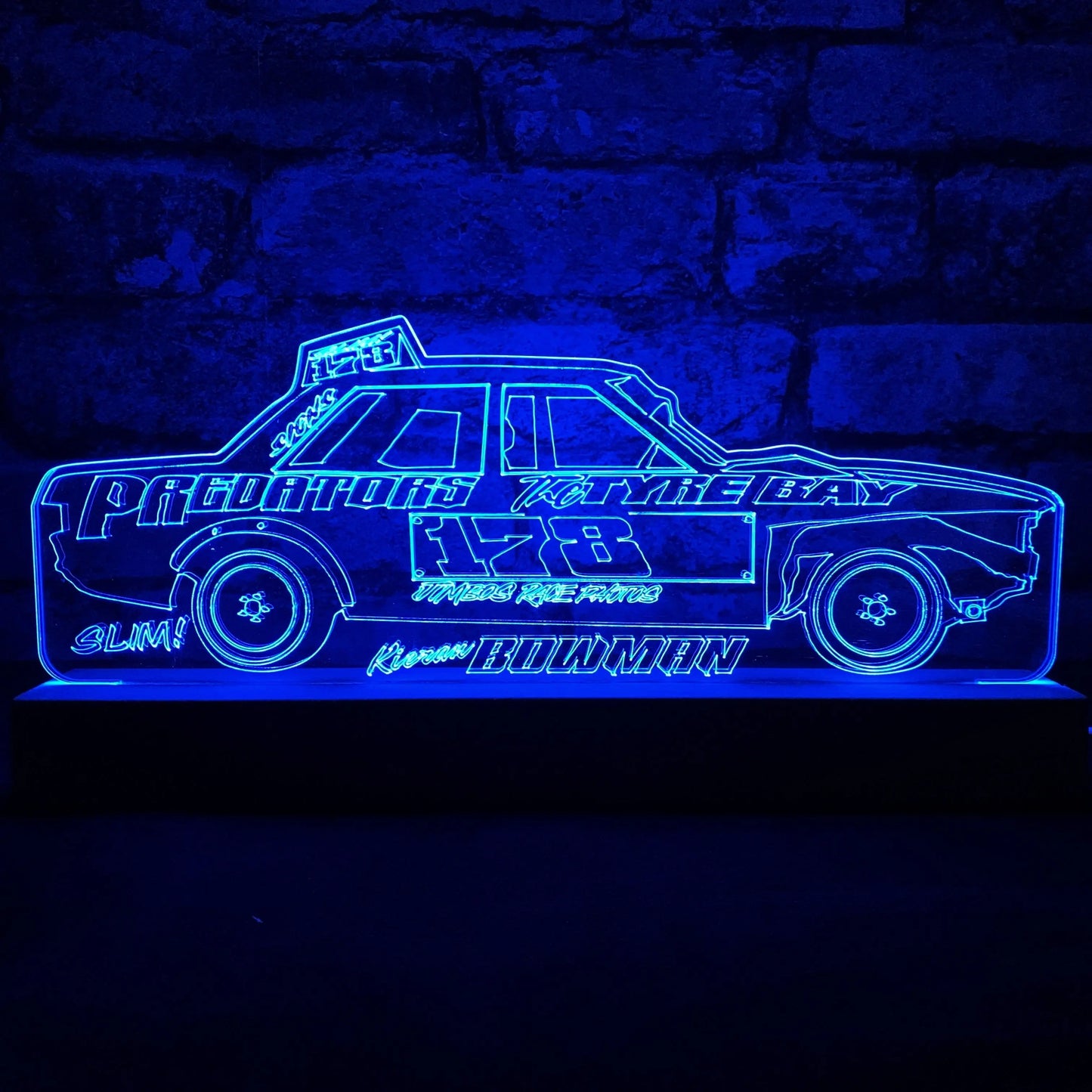 Kieran Bowman #178 - Banger Night Light - Large Wooden Base - Night Light - Stock Car & Banger Toy Tracks