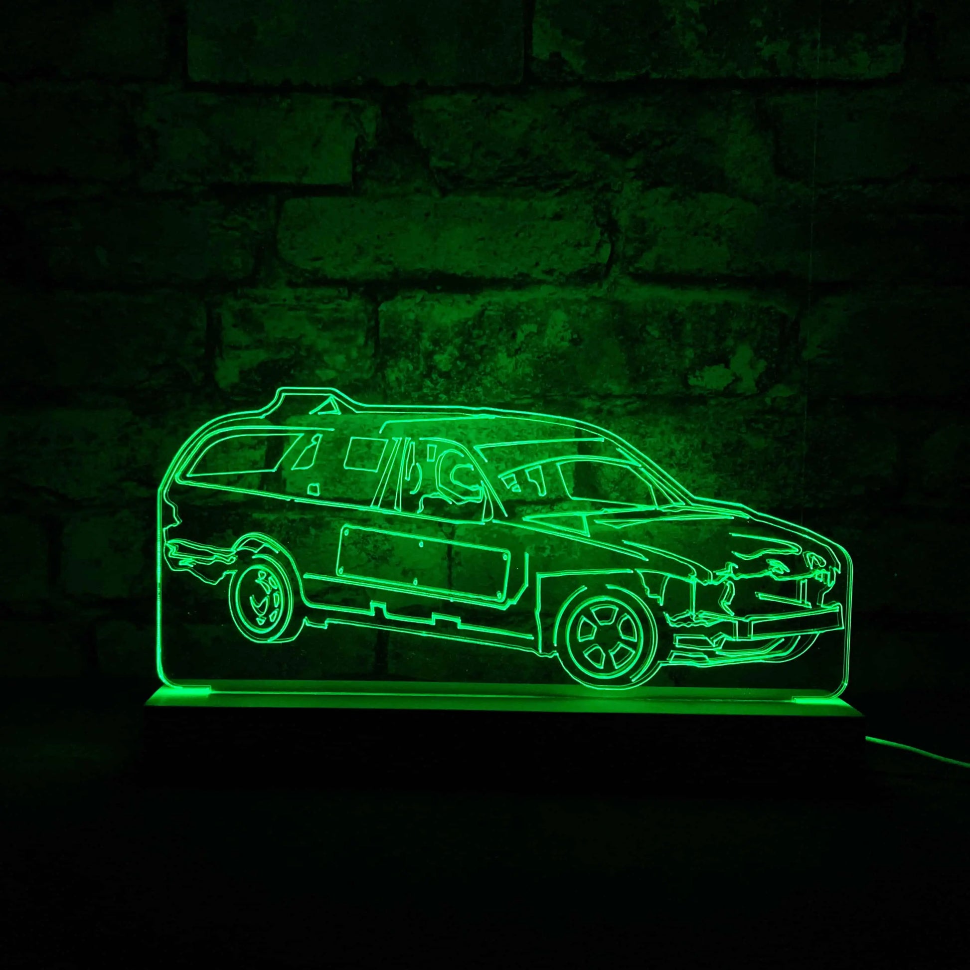 Mercedes Banger Night Light - Large Wooden Base - Night Lights & Ambient Lighting - Stock Car & Banger Toy Tracks