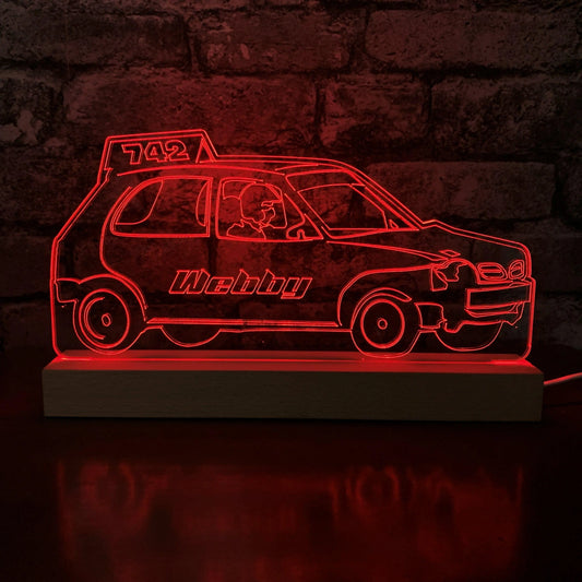 Micra Banger Night Light - Large Wooden Base - Night Lights & Ambient Lighting - Stock Car & Banger Toy Tracks