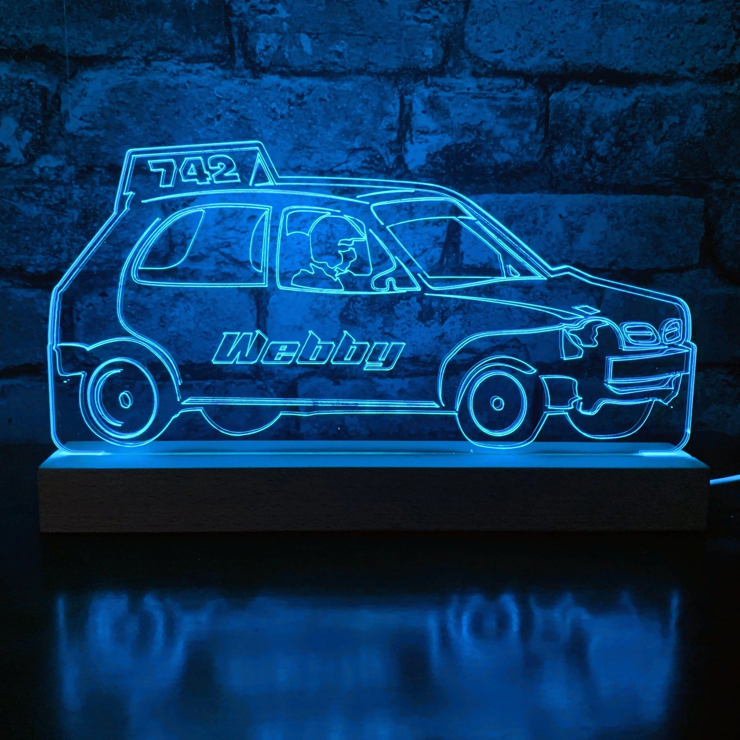 Micra Banger Night Light - Large Wooden Base - Night Lights & Ambient Lighting - Stock Car & Banger Toy Tracks