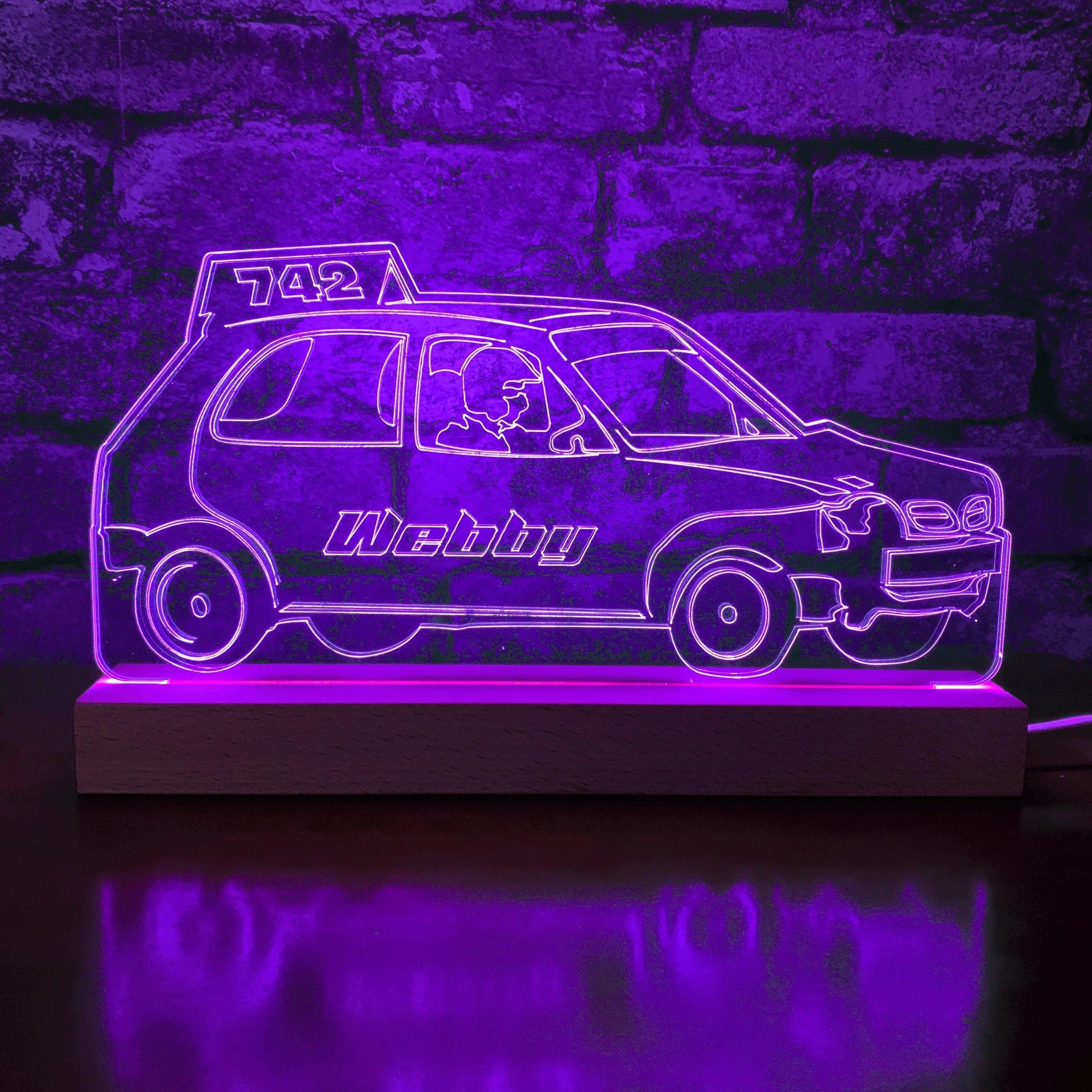 Micra Banger Night Light - Large Wooden Base - Night Lights & Ambient Lighting - Stock Car & Banger Toy Tracks