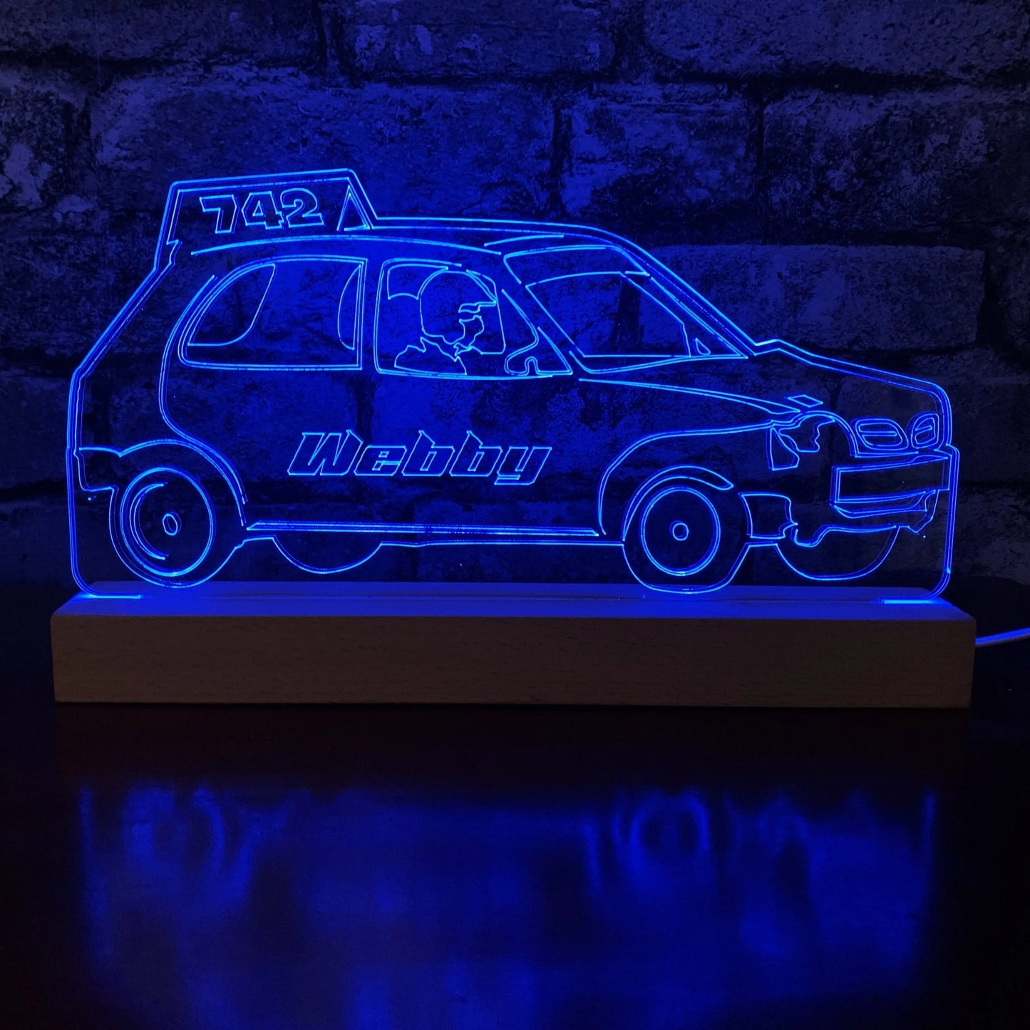 Micra Banger Night Light - Large Wooden Base - Night Lights & Ambient Lighting - Stock Car & Banger Toy Tracks