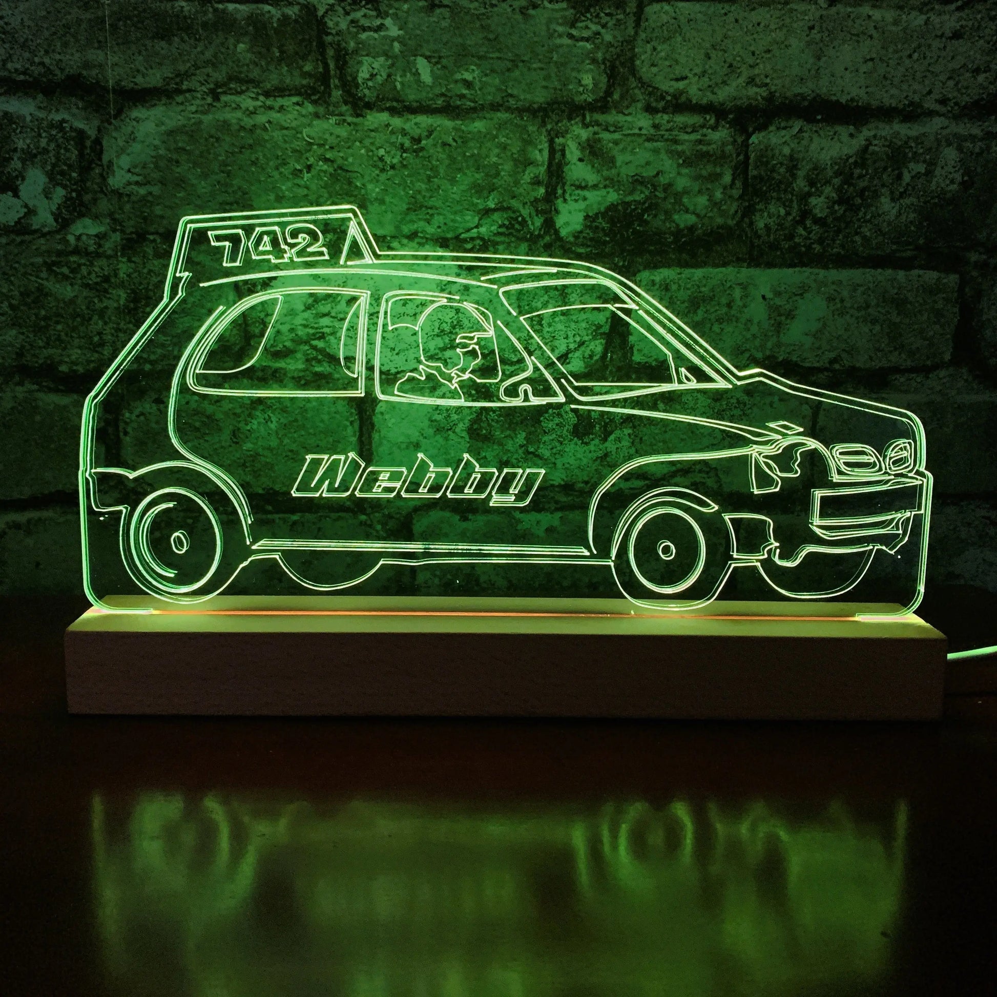 Micra Banger Night Light - Large Wooden Base - Night Lights & Ambient Lighting - Stock Car & Banger Toy Tracks