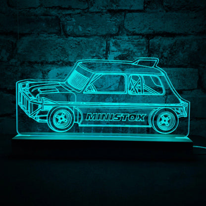 Ministox Night Light - Large Wooden Base - Night Light - Stock Car & Banger Toy Tracks