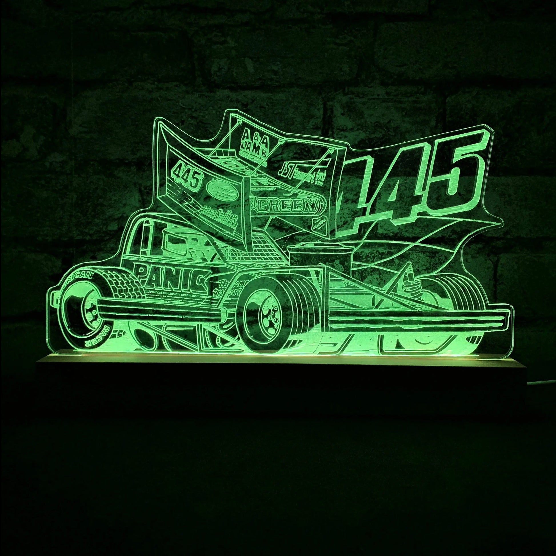 Nigel Green 445 Brisca F1 Night Light - Large Wooden Base - Night Light - Stock Car & Banger Toy Tracks