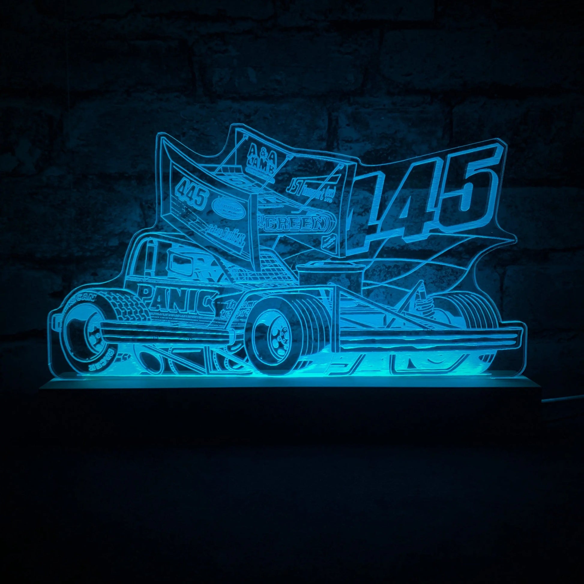 Nigel Green 445 Brisca F1 Night Light - Large Wooden Base - Night Light - Stock Car & Banger Toy Tracks