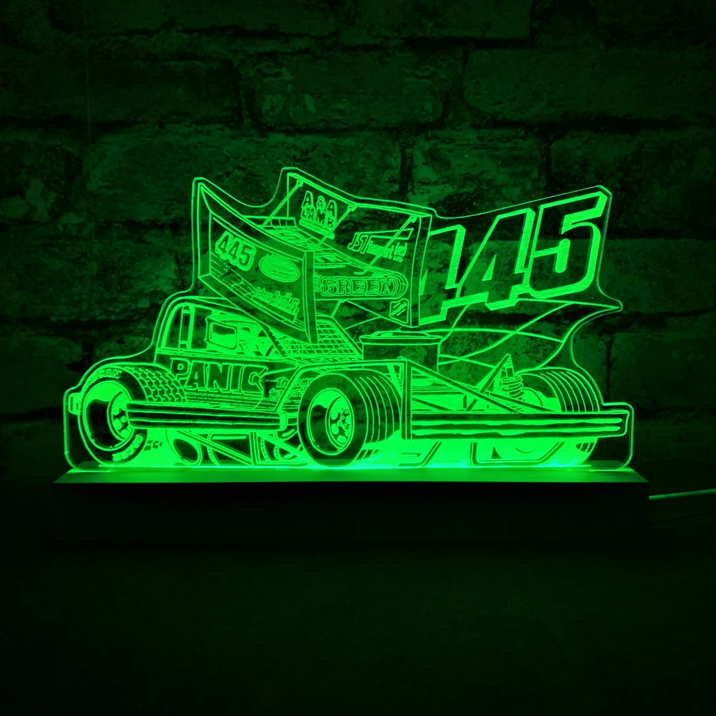 Nigel Green 445 Brisca F1 Night Light - Large Wooden Base - Night Light - Stock Car & Banger Toy Tracks