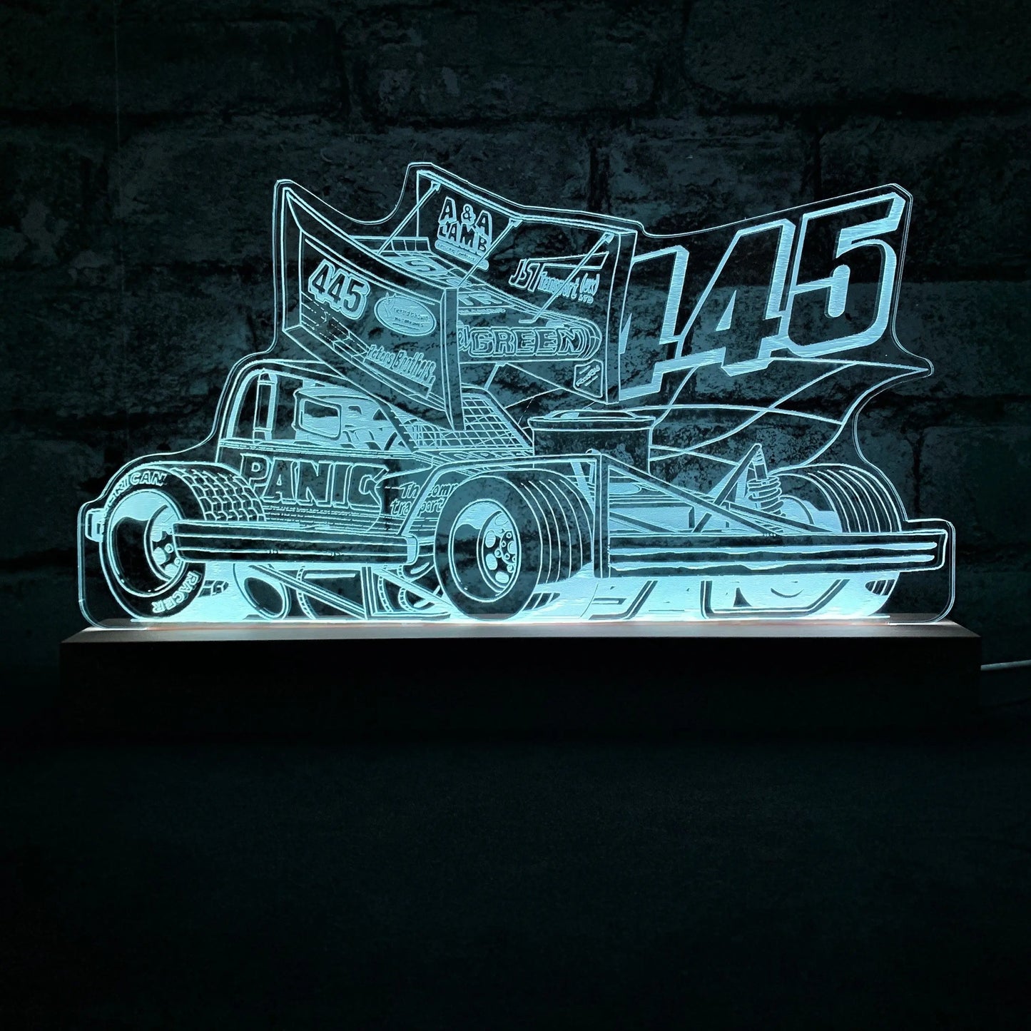 Nigel Green 445 Brisca F1 Night Light - Large Wooden Base - Night Light - Stock Car & Banger Toy Tracks