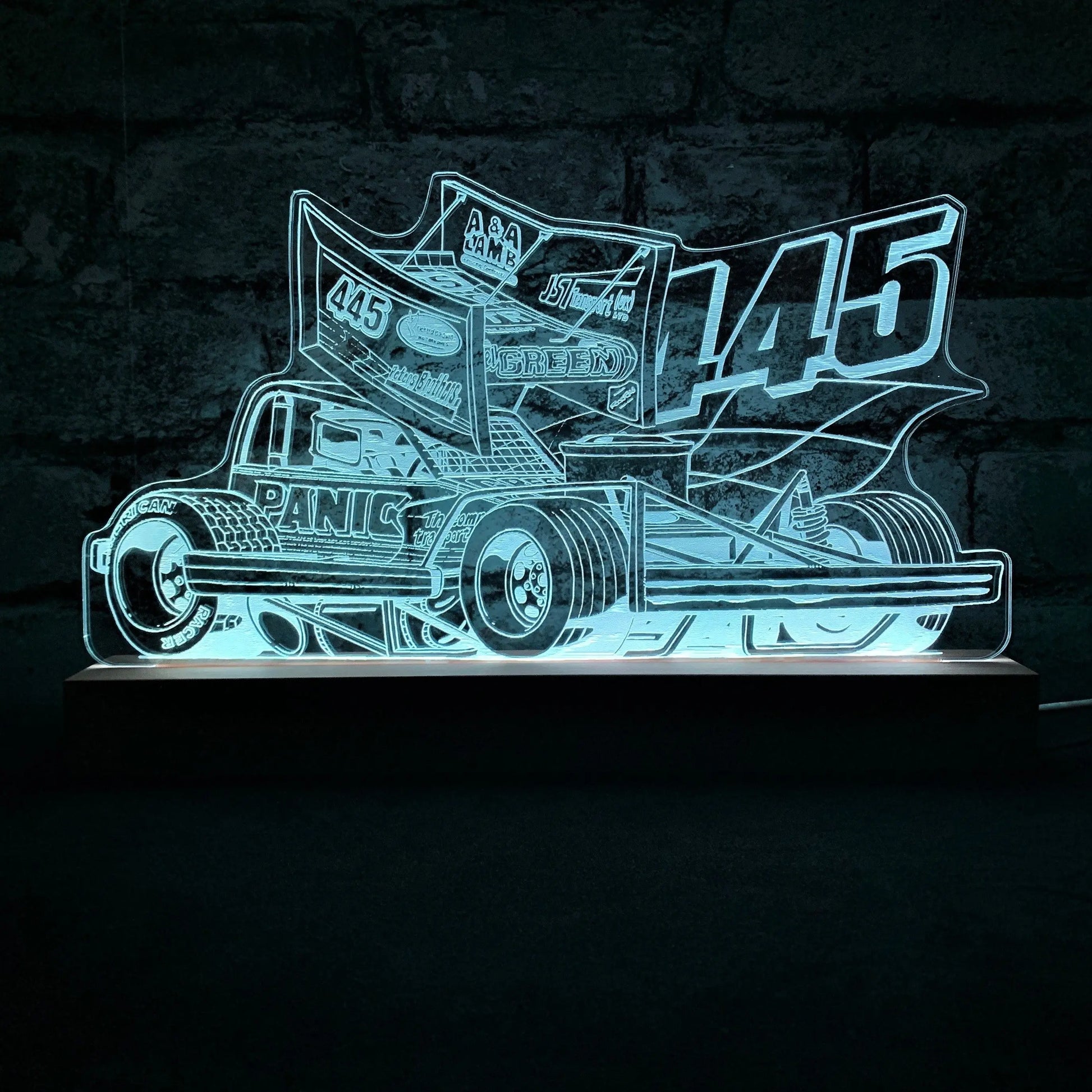 Nigel Green 445 Brisca F1 Night Light - Large Wooden Base - Night Light - Stock Car & Banger Toy Tracks