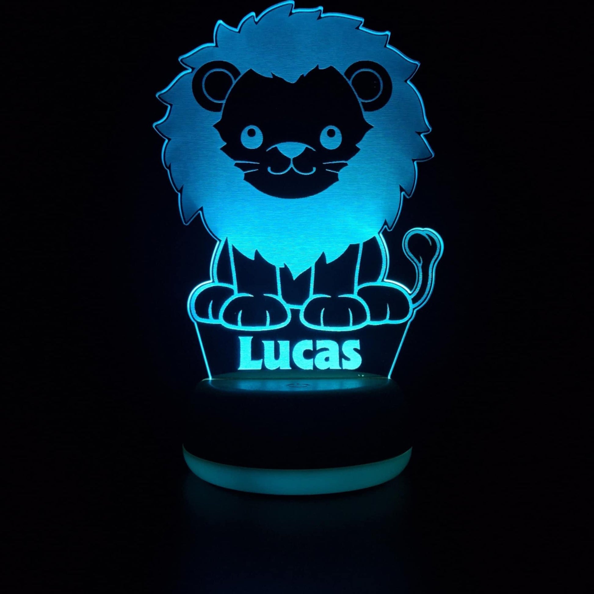 Custom lion-shaped night light glowing softly â€“ ideal gift for baby shower or toddler birthday