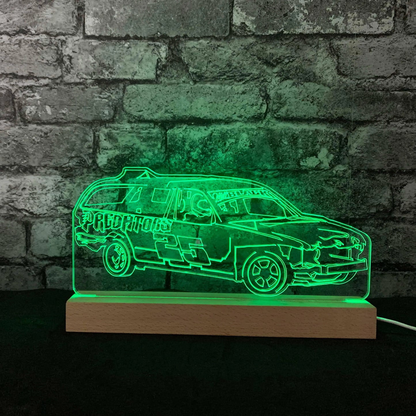 Predators (Matt Black) Banger Night Light - Large Wooden Base - Night Lights & Ambient Lighting - Stock Car & Banger Toy Tracks