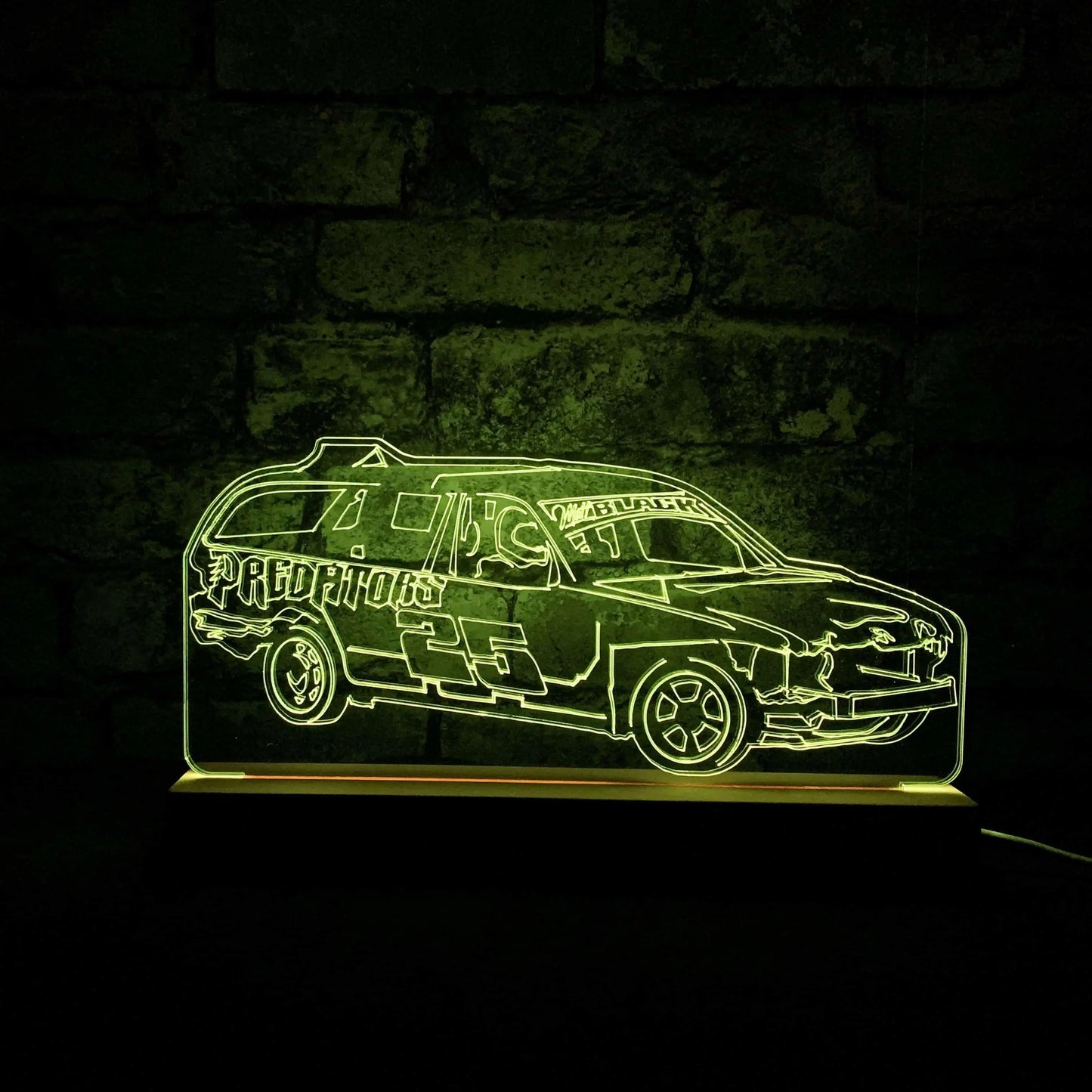 Predators (Matt Black) Banger Night Light - Large Wooden Base - Night Lights & Ambient Lighting - Stock Car & Banger Toy Tracks