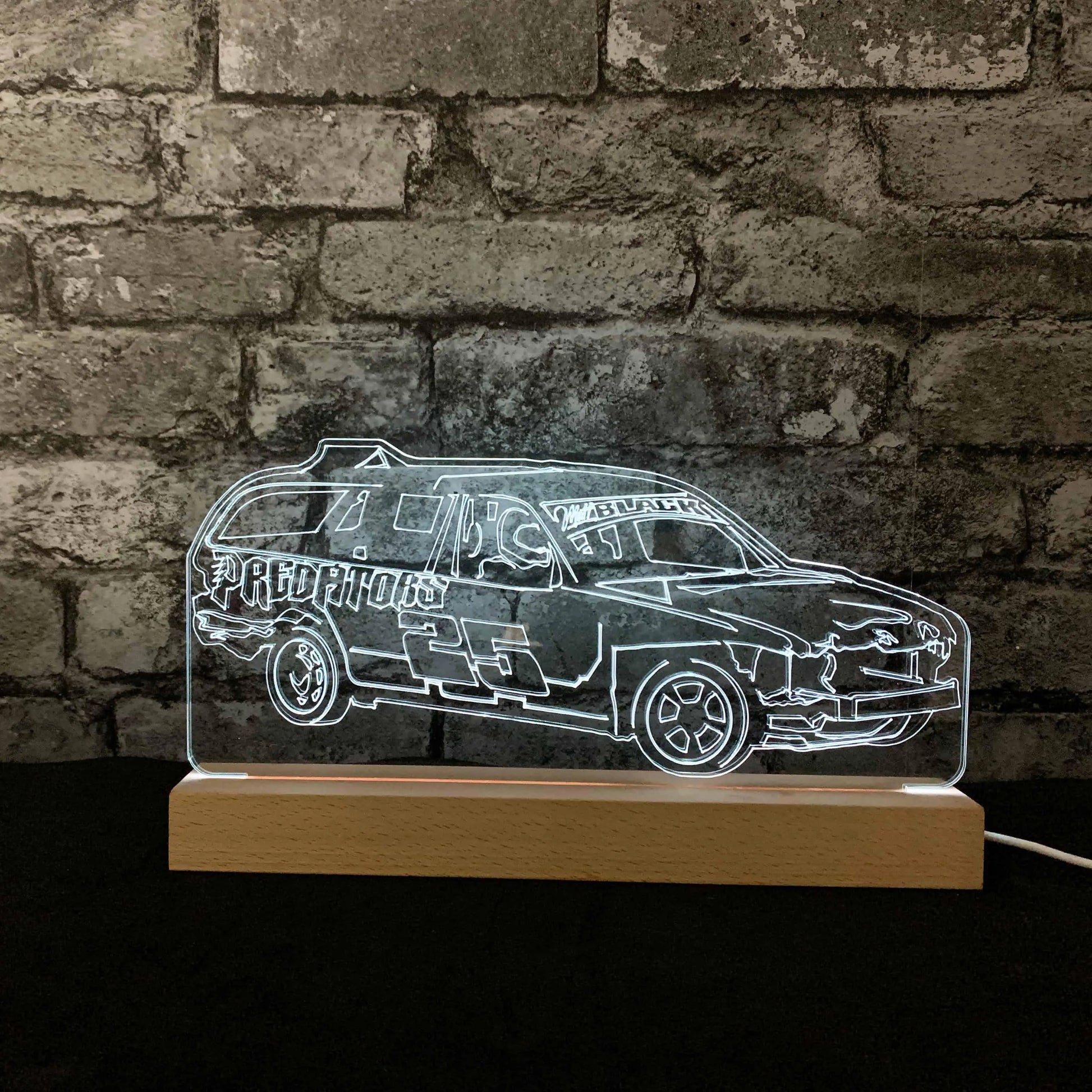 Predators (Matt Black) Banger Night Light - Large Wooden Base - Night Lights & Ambient Lighting - Stock Car & Banger Toy Tracks