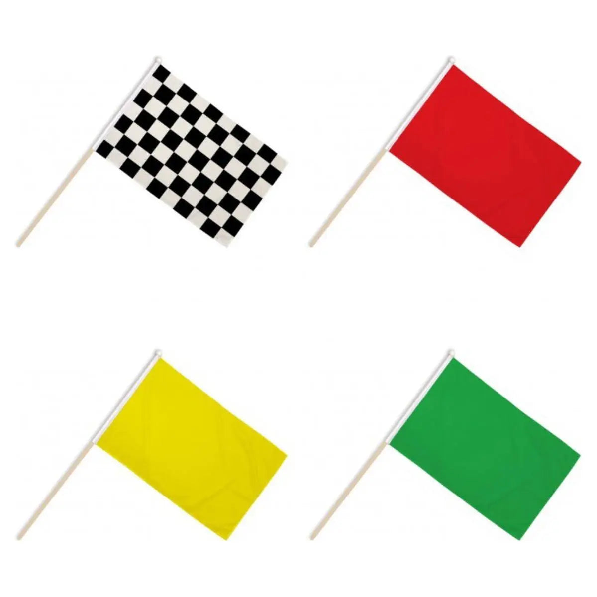 Racing Flag Set - Green, Yellow, Red & Checkered - Flag - Stock Car & Banger Toy Tracks