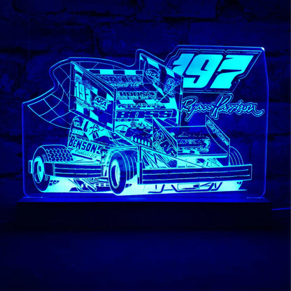 Ryan Harrison 197 Brisca F1 Night Light - Large Wooden Base - Night Light - Stock Car & Banger Toy Tracks