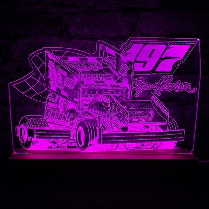 Ryan Harrison 197 Brisca F1 Night Light - Large Wooden Base - Night Light - Stock Car & Banger Toy Tracks