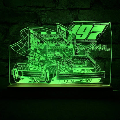 Ryan Harrison 197 Brisca F1 Night Light - Large Wooden Base - Night Light - Stock Car & Banger Toy Tracks