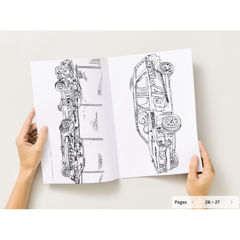 Hand-drawn colouring page of popular banger driver, Jack Overy #617 ready to race at Foxhall Stadium, Ipswich. Banger World Final. 