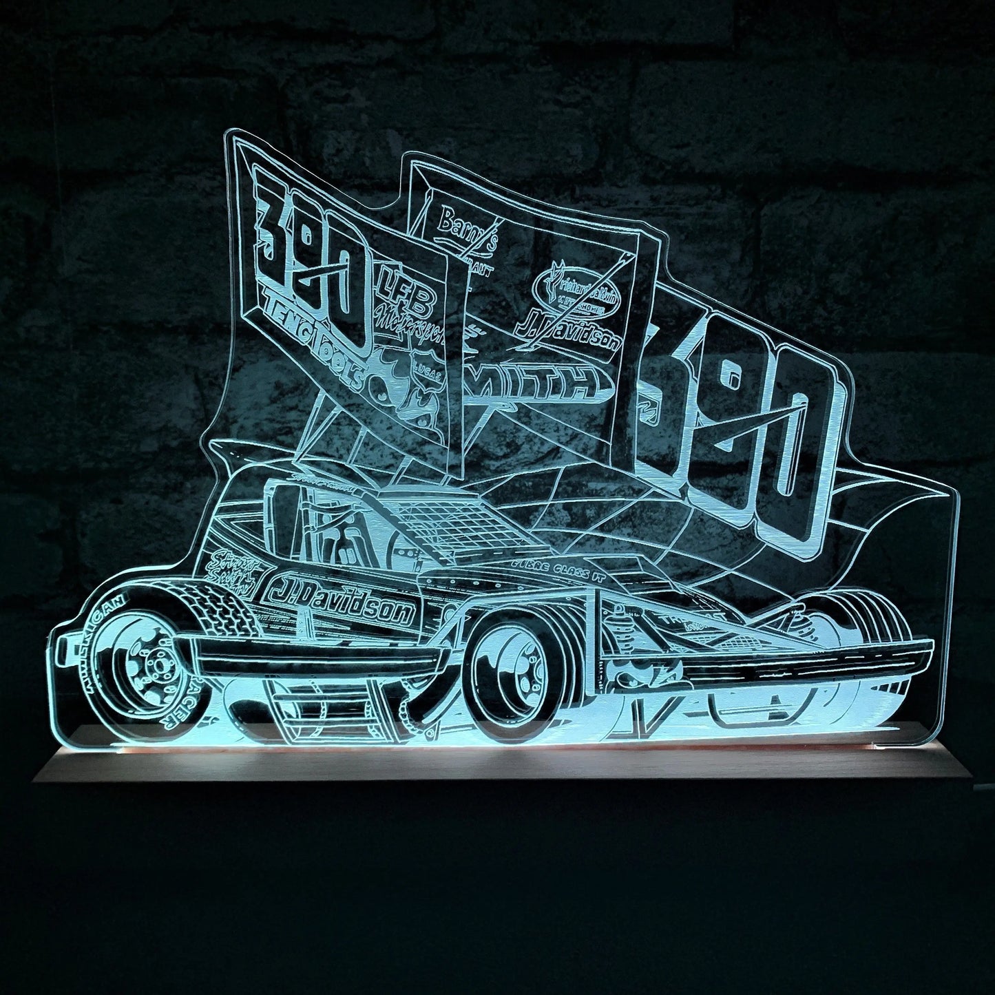 Stuart Smith 390 Brisca F1 Night Light - Large Wooden Base - Night Light - Stock Car & Banger Toy Tracks