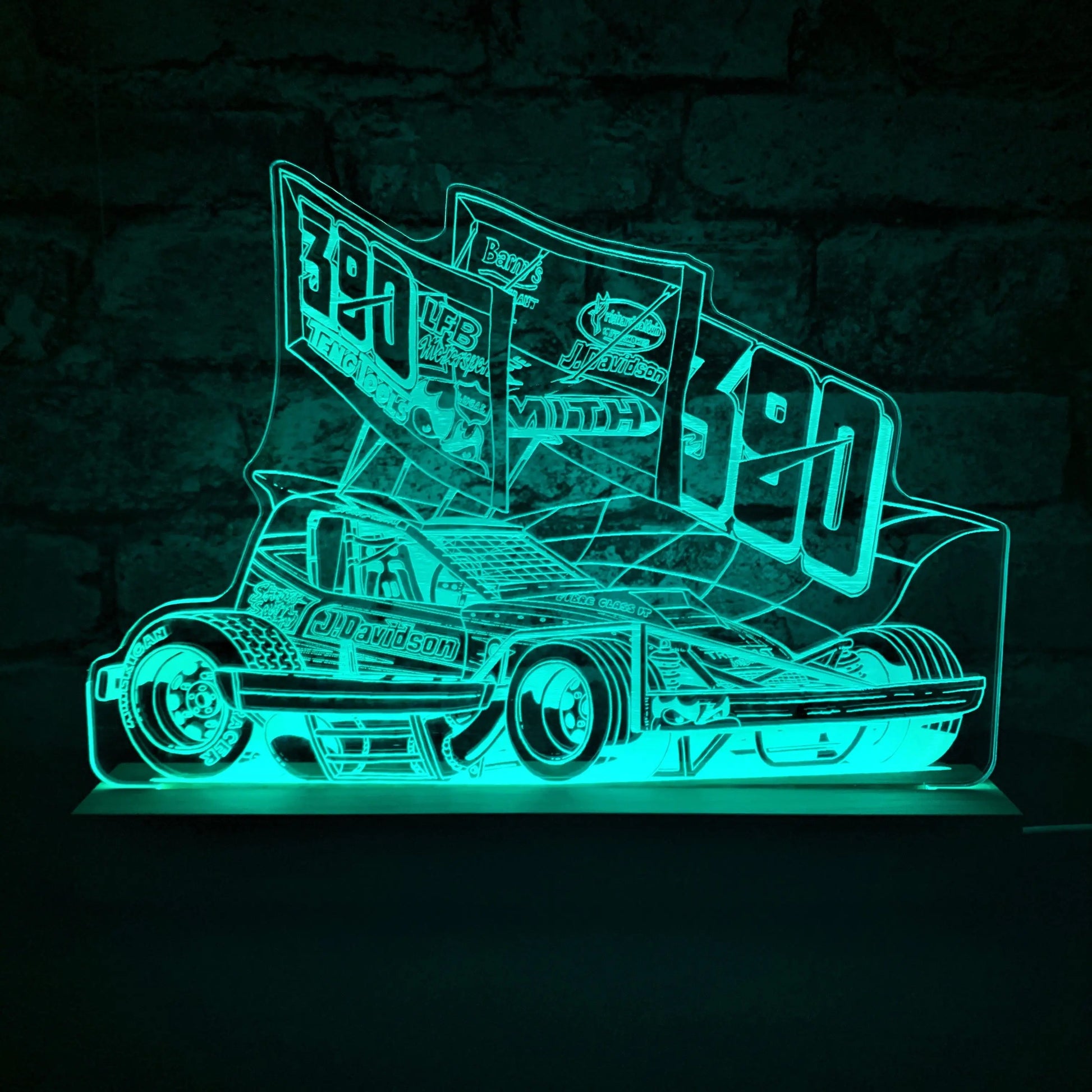 Stuart Smith 390 Brisca F1 Night Light - Large Wooden Base - Night Light - Stock Car & Banger Toy Tracks