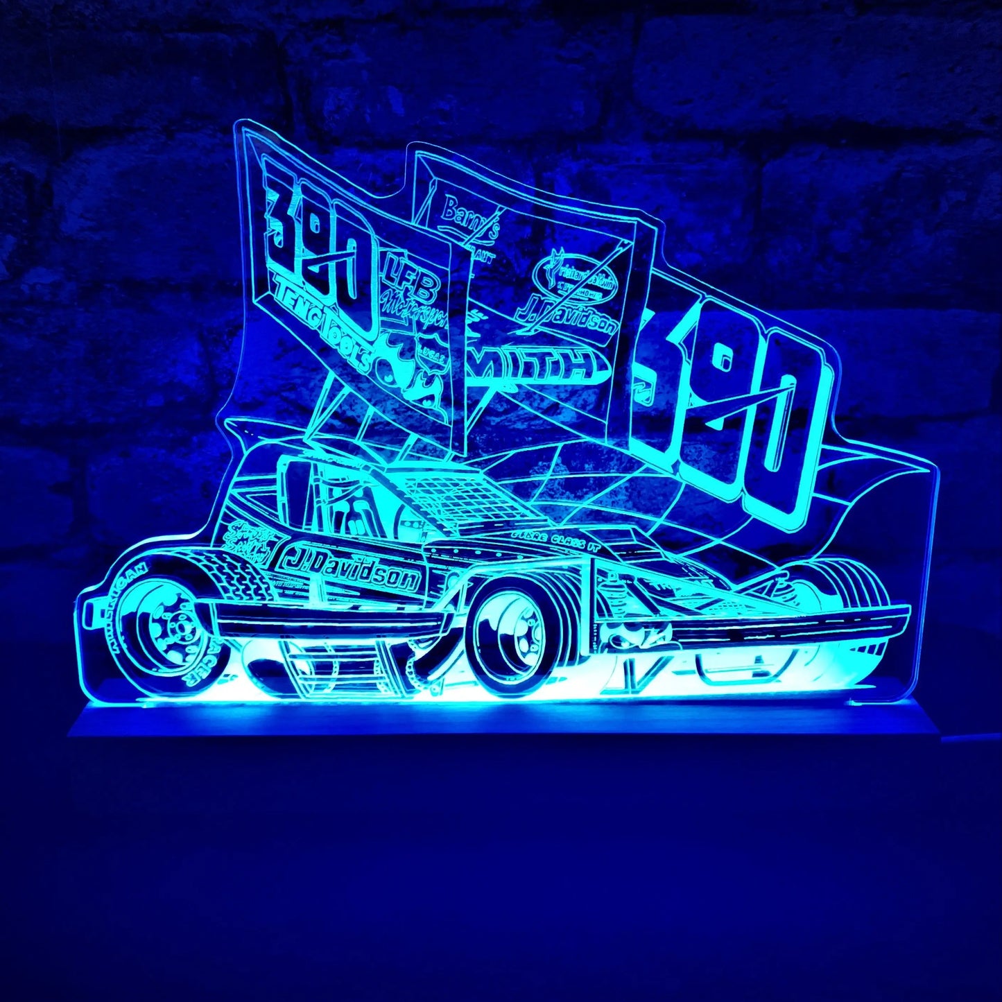 Stuart Smith 390 Brisca F1 Night Light - Large Wooden Base - Night Light - Stock Car & Banger Toy Tracks