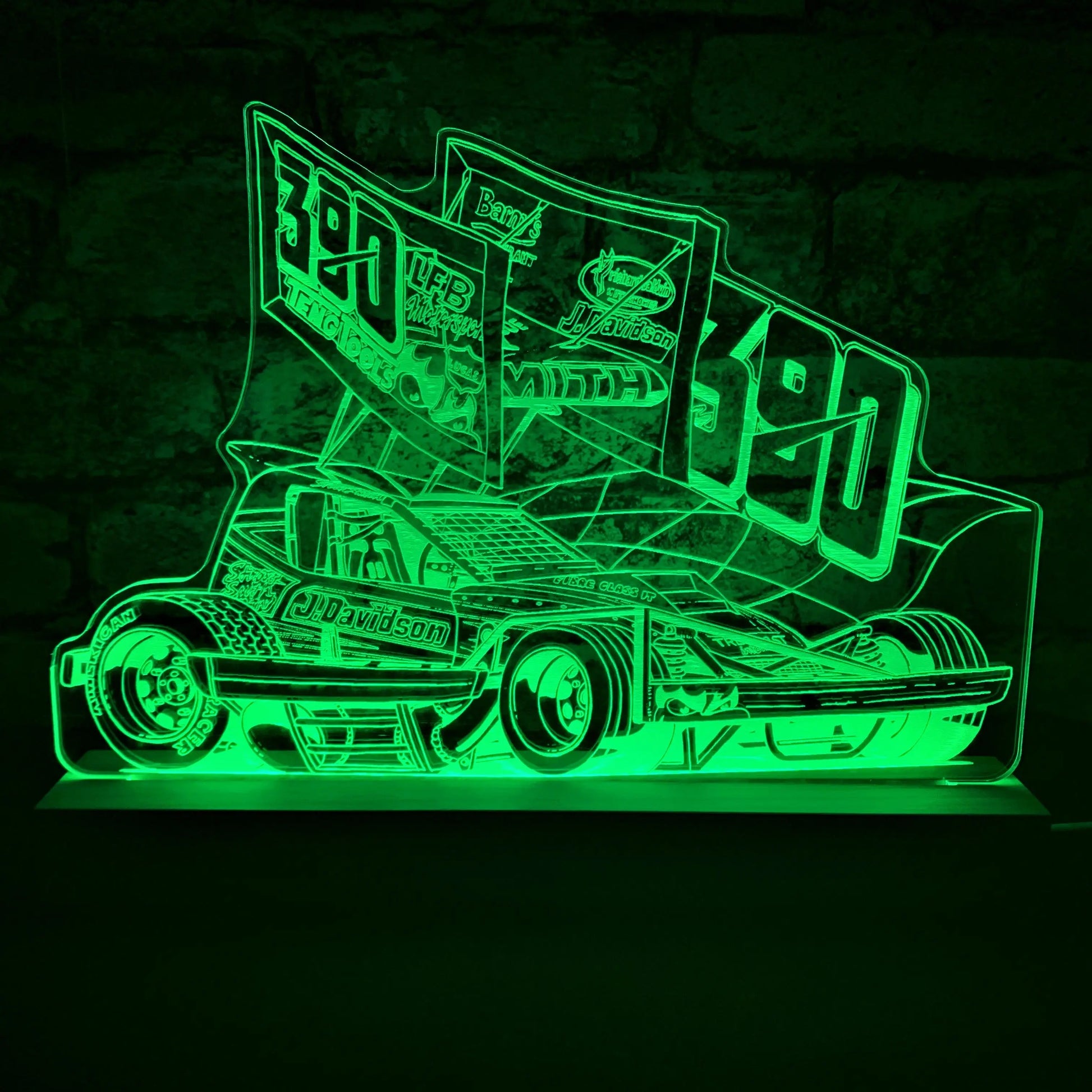 Stuart Smith 390 Brisca F1 Night Light - Large Wooden Base - Night Light - Stock Car & Banger Toy Tracks