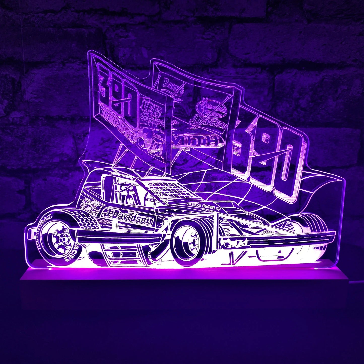 Stuart Smith 390 Brisca F1 Night Light - Large Wooden Base - Night Light - Stock Car & Banger Toy Tracks