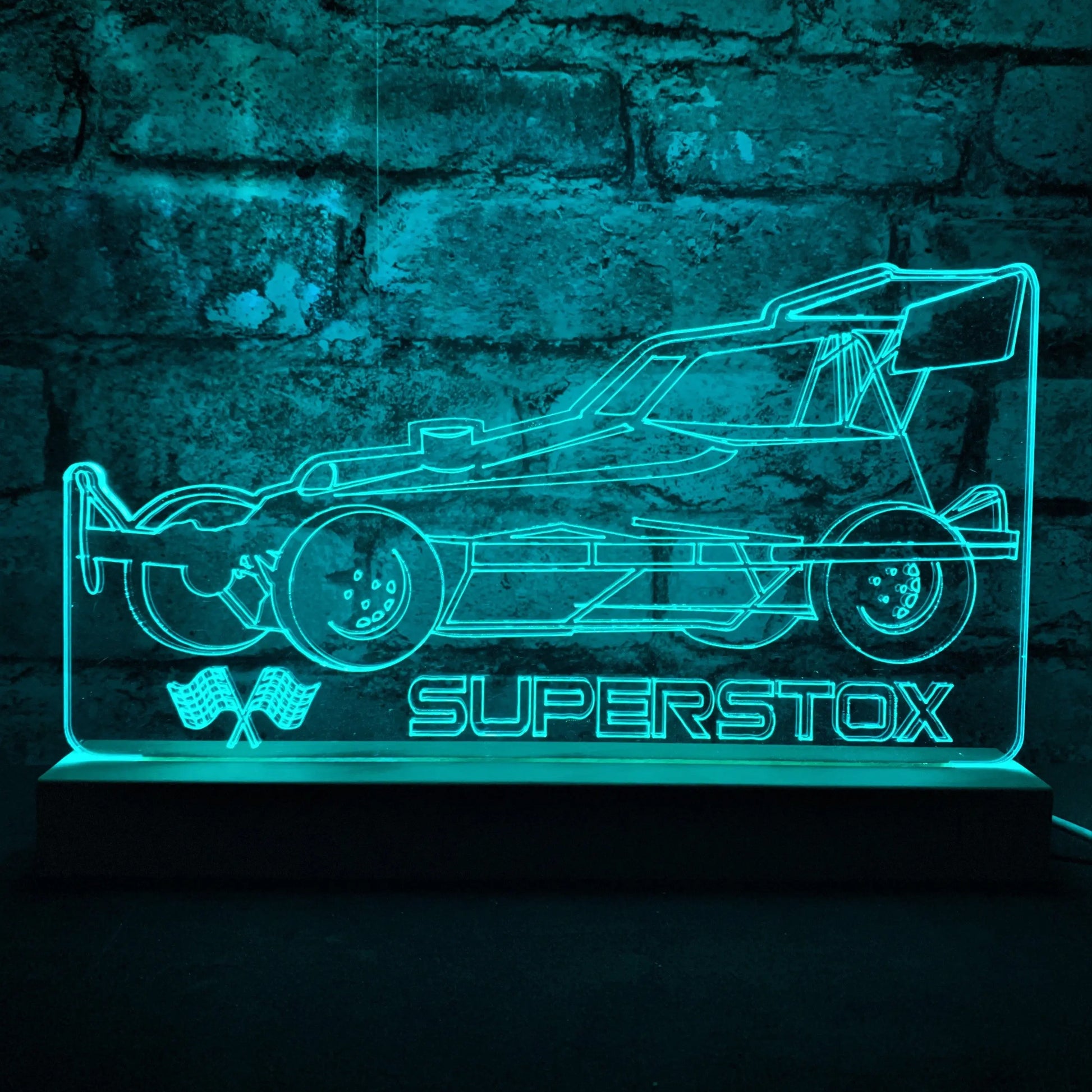 Superstox Night Light - Large Wooden Base - Night Light - Stock Car & Banger Toy Tracks