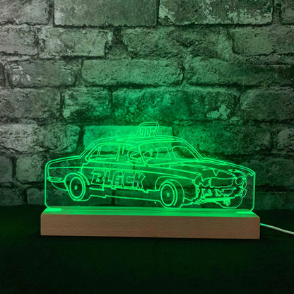 Team Black Banger Night Light - Large Wooden Base - Night Lights & Ambient Lighting - Stock Car & Banger Toy Tracks