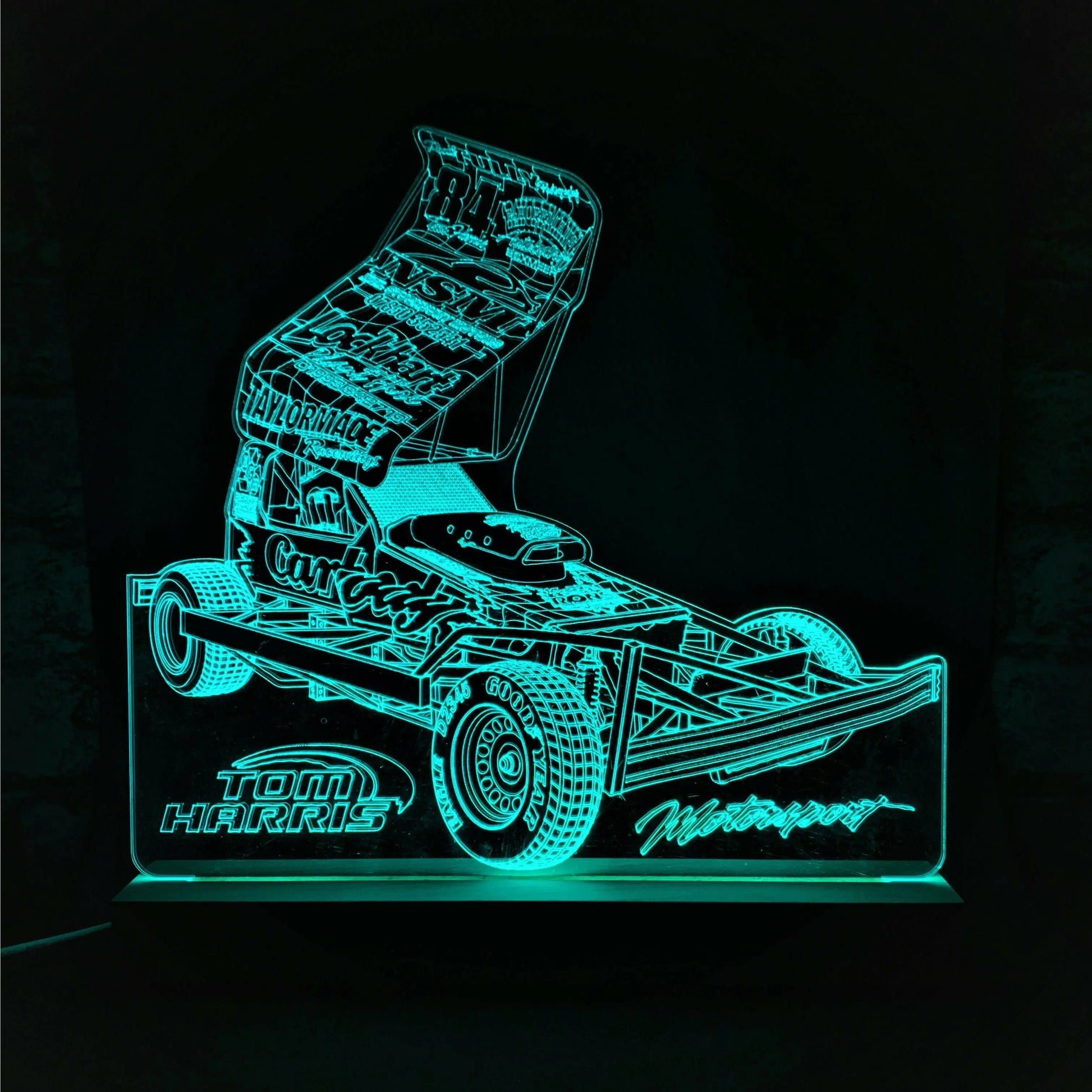 Tom Harris #84 Brisca F1 Night Light - Large Wooden Base - Night Light - Stock Car & Banger Toy Tracks