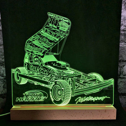 Tom Harris #84 Brisca F1 Night Light - Large Wooden Base - Night Light - Stock Car & Banger Toy Tracks