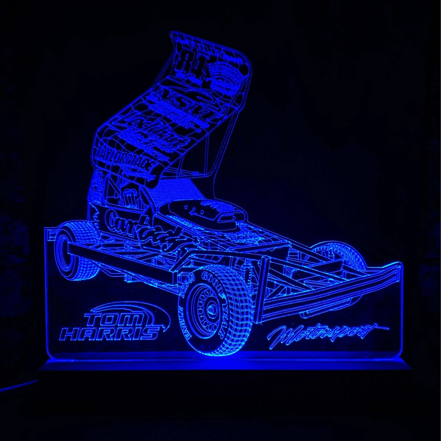 Tom Harris #84 Brisca F1 Night Light - Large Wooden Base - Night Light - Stock Car & Banger Toy Tracks