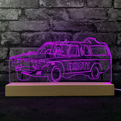 Volvo Estate Banger Night Light - Large Wooden Base - Night Lights & Ambient Lighting - Stock Car & Banger Toy Tracks