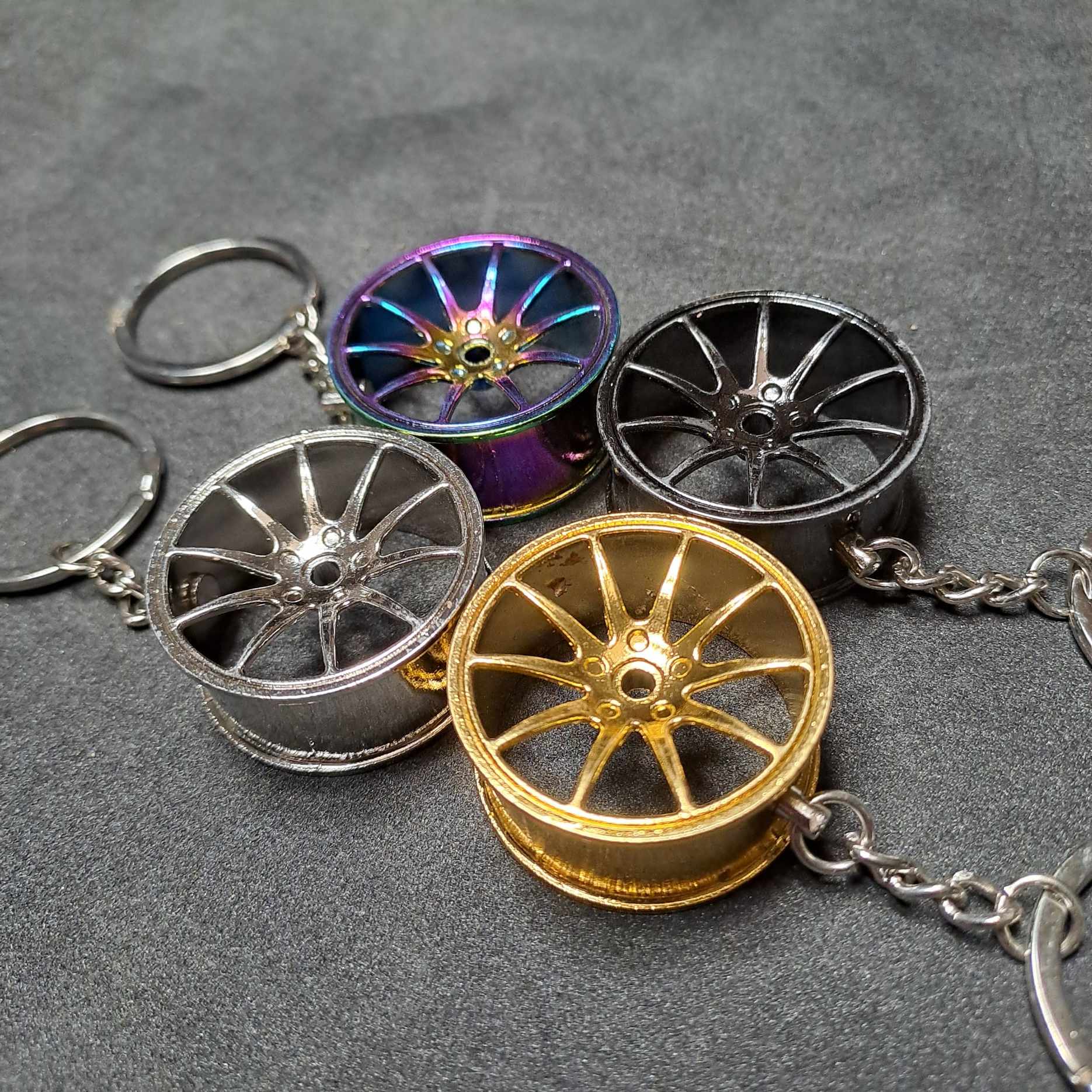 Wheel Rim Key Ring Alloy Wheel Car Part Keyring Key Chain  Key Ring Stock Car & Banger Toy Tracks