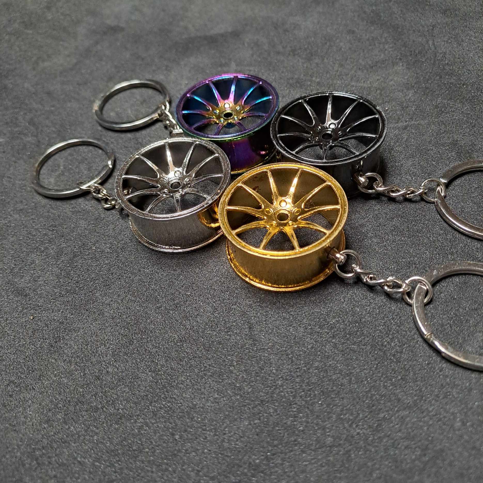 Wheel Rim Key Ring Alloy Wheel Car Part Keyring Key Chain  Key Ring Stock Car & Banger Toy Tracks