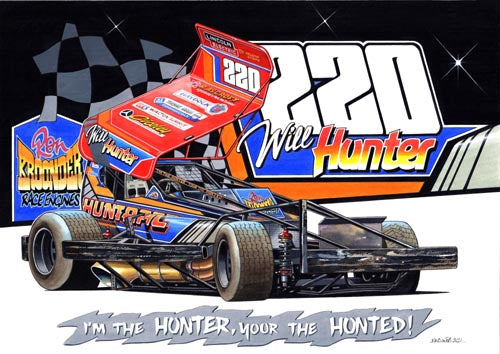 Brisca F1 #220 Will Hunter Shale Caricature Print