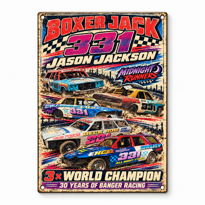 Boxer Jack 331 Jason Jackson A5 wooden retro sign – front view on white background