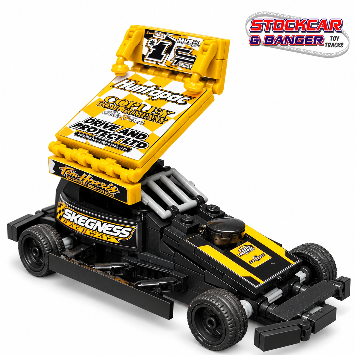 BriSCA F1 1 brick building kit, angled view